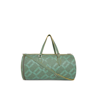 Green Printed Vegan Leather Duffel Bag