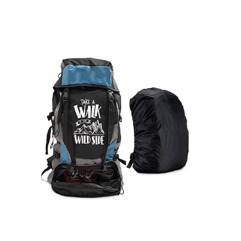 Blue And Black Printed Trekking Hiking Travel Bag